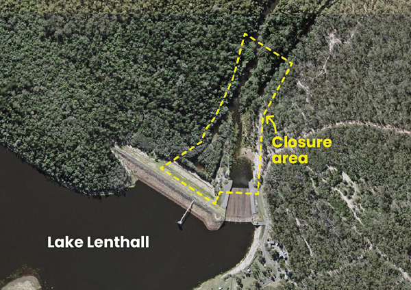 Lenthalls Dam tailwater closure area